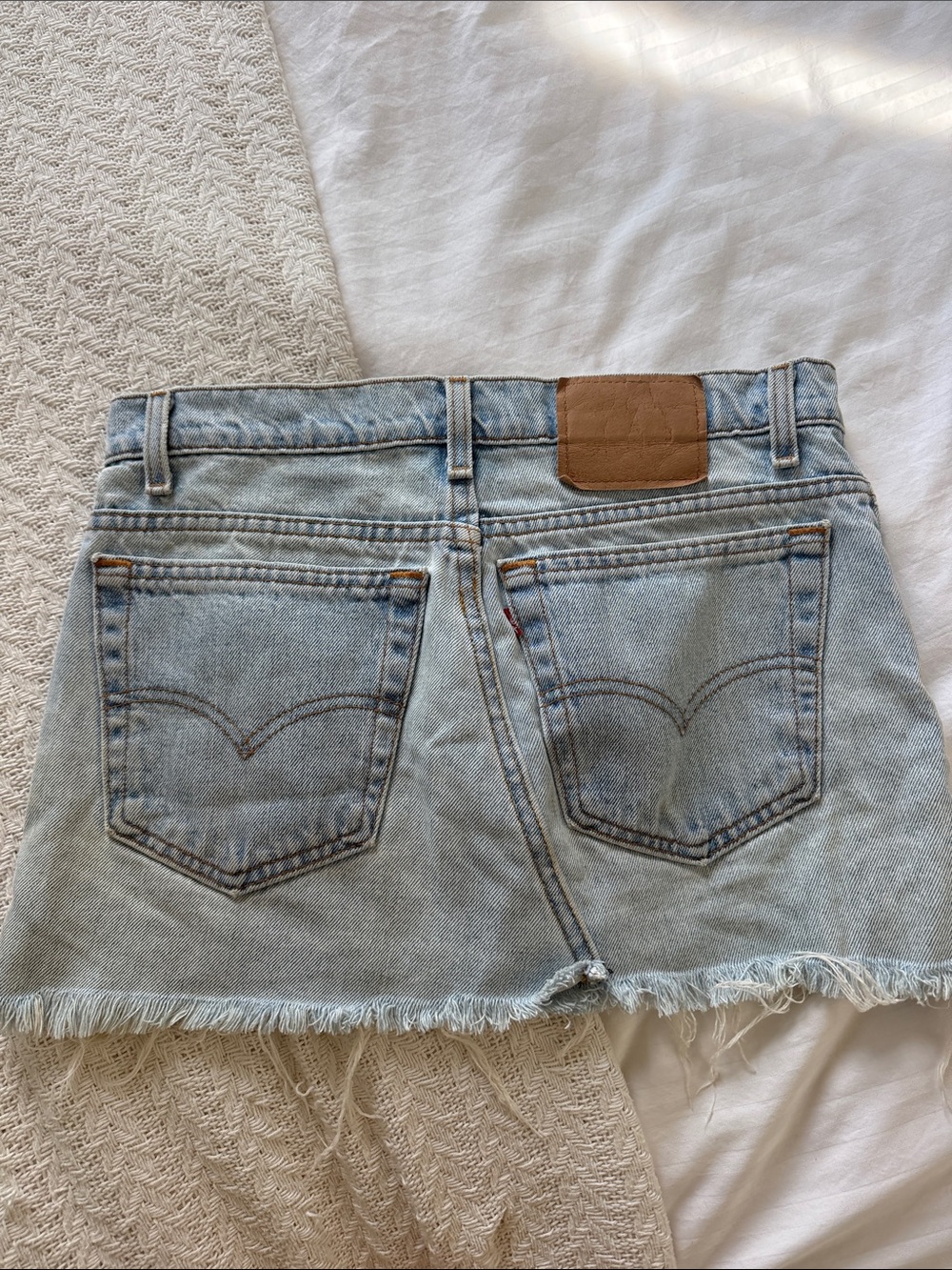 Levi's Light Blue Distressed Denim Mini Skirt